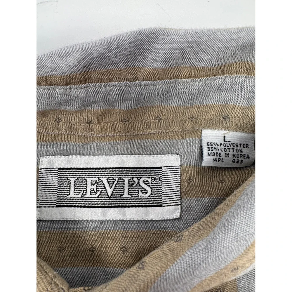 Vintage Levis Shirt Mens Medium Striped Button Up‎ 80s 90s Made in Korea WPL 423